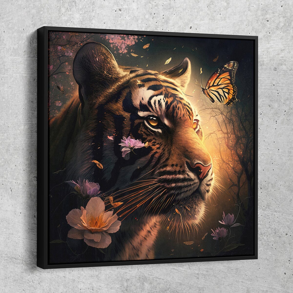 Tiger And The Butterfly - Amazing Canvas Prints